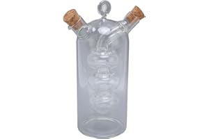 2 in 1 Oil and Vinegar Dispenser Bottle, Hand Blown Glass Cruet with Cork Stoppers for Kitchen, Restaurants, Salad Dressing, 