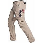 CARWORNIC Mens Cotton Stretch Tactical Work Pants Lightweight Flex Cargo Hiking Pants with 15-Pockets