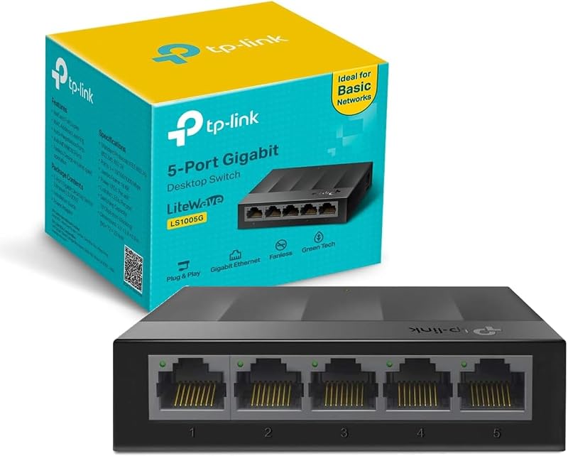 LS1005G - Switch Gigabit de 5 portas, plug & play, caixa de plástico