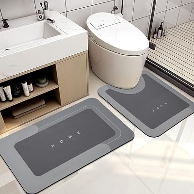 Bingobang 2 PCS Absorbent Bath Mat Set Non Slip Diatom Mud 45x75 cm 45x60 cm