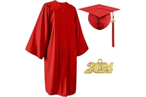 YIIOSS Unisex Matte Graduation Gown Cap Tassel Set 2024 for High School and College