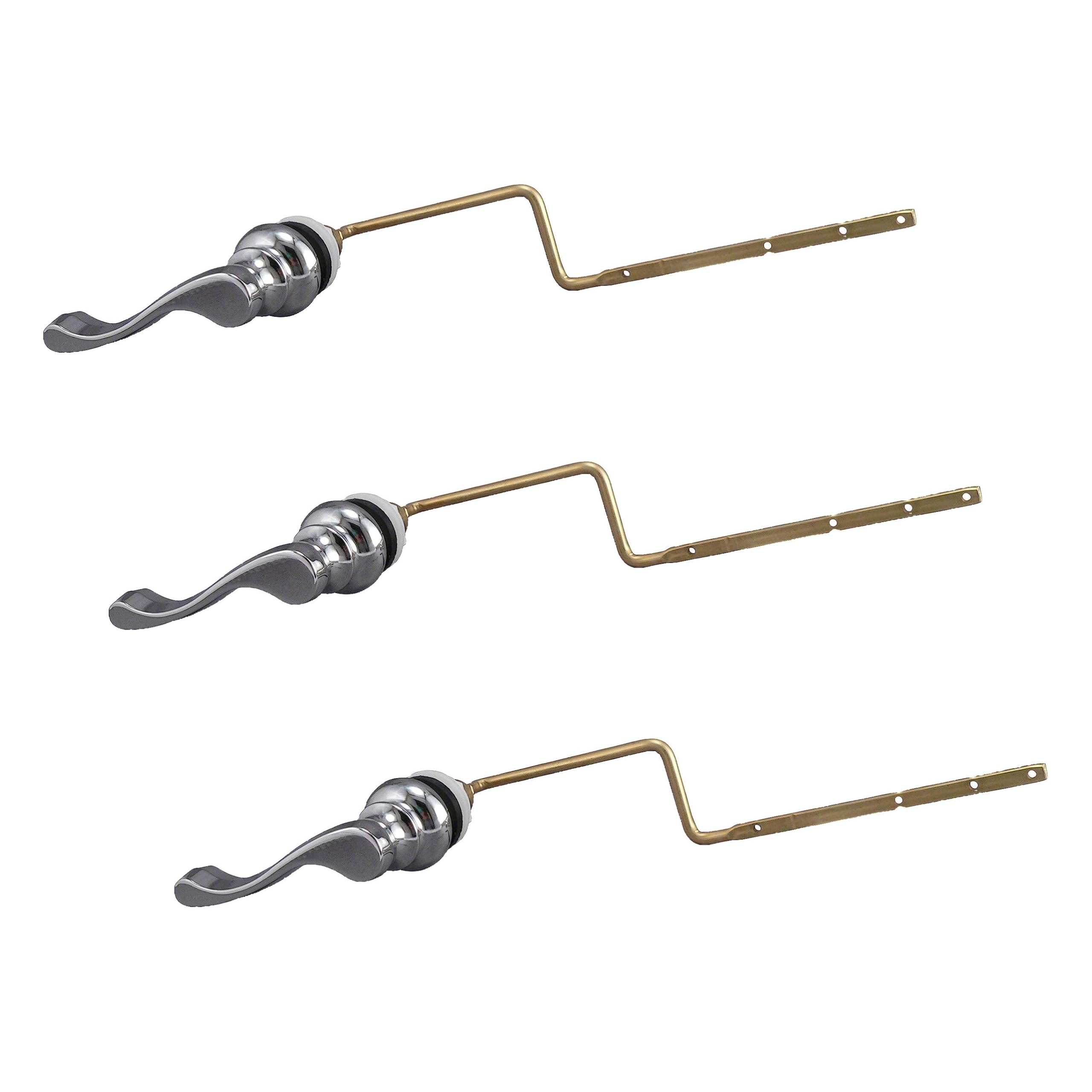 Plumb Pak, Polished Chrome PP836-74CPL Universal Fit Toilet Handle Tank Flush Lever, Decorative Latch Door Style for Front, Side, or Angle Mount, Size (Pack of 3) Image