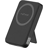 myCharge CliqLuxe Magnetic Wireless Power Bank 10,000mAh | iPhone & MagSafe Compatible | Qi2.2 25W Mag Safe Portable Charger | Built-in Stand | 20W PD USB-C Port | Premium Black Fabric