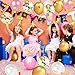 Happy Birthday Balloons, 118 Pieces of Party Balloon Arch Kit,100 Pcs 10 inch White and Pink Latex Balloons,10 Pcs 12 Inch Metallic Gold Balloons and 5 Pcs 12 Inch Confetti Balloons with Strip, Glue Dots and Ribbon for Brithday, Wedding, Graduation, Chirstmas Party