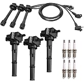 ENA Set of 3 Ignition Coil with 6 Platinum Spark Plug and Wire Set Compatible with Toyota 4Runner T100 Tacoma Tundra 1995-2004 3.4L Replacement for UF156 C1041 90919-02212 5C1308 E679