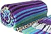 El Paso Designs Peyote Hippie Blanket - Classic Mexican Style Falsa Stripe Pattern in Vivid Colors. Throw, Bed, Tapestry, or Yoga Blanket. Hand Woven Acrylic, 57