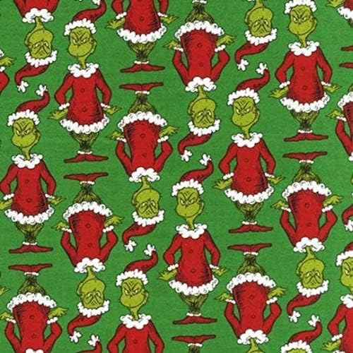 How the Grinch Stole Christmas Grinch Fabric 1 Yard of Grinch on Green