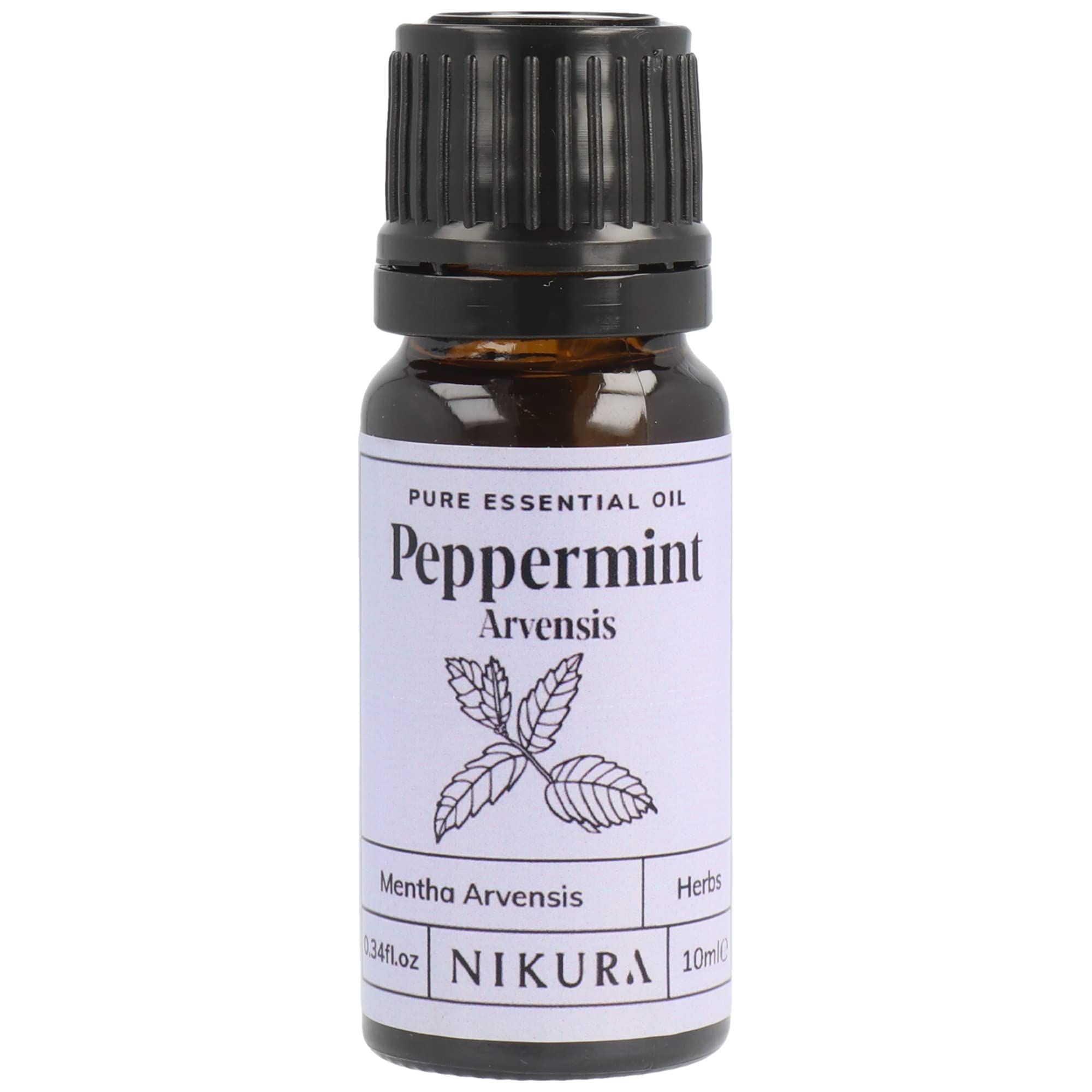 Nikura Peppermint Essential Oil (Arvensis) - 10ml | Perfect for Repelling Spiders, Rats, Mice, Bugs, Ants | Great for Hair, Headaches Relief, Energy Boost, Skin, Candle Making | Vegan & UK Made