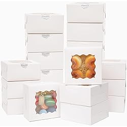 Bakepacker 100pcs White Bakery Boxes with Window