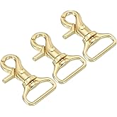 PATIKIL Lobster Clasp Keychains, 3Pcs 1 Inch Pure Brass Round Lobster Clasps Swivel Trigger Snap Hook Purse Lanyard Clips for DIY Leather Craft