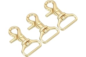 PATIKIL Lobster Clasp Keychains, 3Pcs 1 Inch Pure Brass Round Lobster Clasps Swivel Trigger Snap Hook Purse Lanyard Clips for