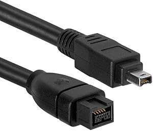 Cable Builders IEEE 1394b Firewire 800 400 Cable 9 Pin to 4 Pin IEEE1394 9-4 Length 6FT for PC Mac DV 6 Foot 6 Feet Black Friday November Cyber Monday