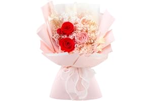 YOFANUP Preserved Flowers Bouquet, Forever Rose, Pink Roses Bouquet with Gift Box, Natural Real Rose Forever Flowers Bouquet Last 2-3 Years, Flowers for Her: Valentines Day, Mothers Day, Birthday