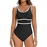 Cromi Womens One Piece Swimsuits Color Block Bathing Suit Sport Swimwear Slimming Modest Monokini