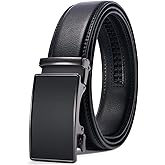 PlusZis 28"-68" Men's Leather Ratchet Dress Belt Big And Tall With Automatic Buckle