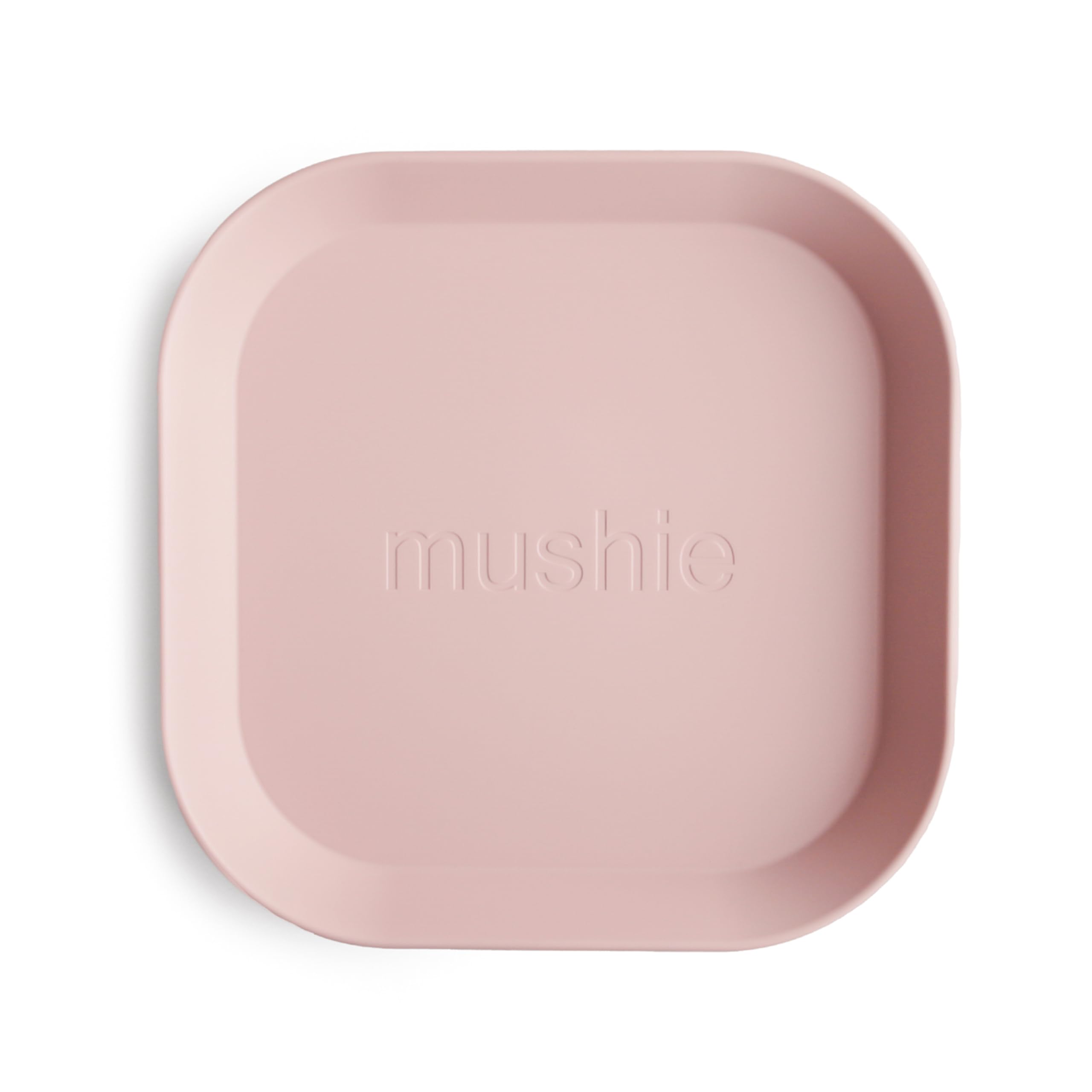 Mushie Dinnerware Plates for Kids | Tableware Set of 2 | Reusable BPA Free | Dishwasher & Microwave Safe | Made in Denmark | Square (Blush) — image 1