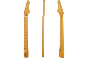 FENDIROCIK 22fret Yellowish Matte Electric Guitar Neck ST Canadian Roasted Maple Electric Guitar Neck, Cow Bone Nut