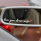 3X Love You, Drive Safe Holographic Car Mirror Decal Stickers for Cars Rearview Decal for Women Cute Decals Vinyl Affirmation Stickers for Window, Tumbler and Water Bottle (White)