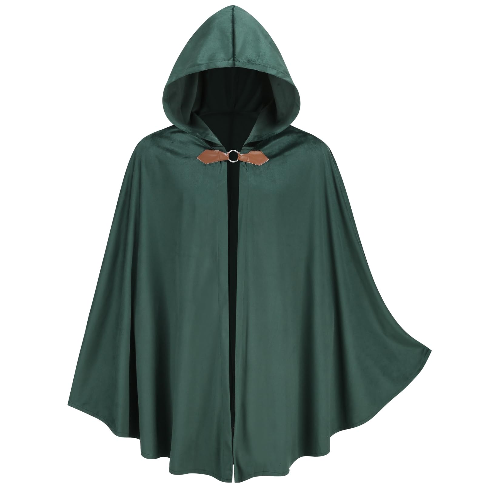 maxToonrain Medieval Costume with Hood Northern Knight Renaissance Hooded Cloak Vintage Gothic Witch Wizard Victorian Halloween Fancy Dress Costume (Emerald-Green,102cm-Men) — image 1
