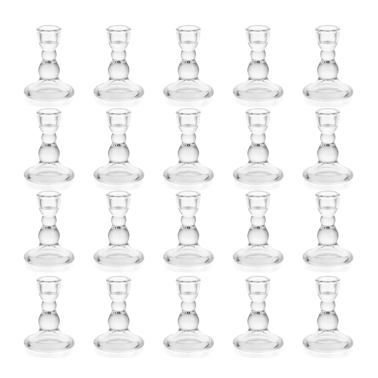 Photo 1 of Romadedi Glass Candle Holder for Candlestick - 20 pcs Clear Tapered Candle Holders Bulk for Standard Candle Sticks for Wedding Centrepieces Christmas Table Décor