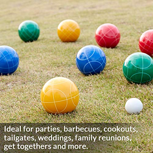 ApudArmis Bocce Balls Set, Outdoor Family Bocce Game for Backyard/Lawn/Beach - Set of 8 Poly-Resin Balls & 1 Pallino & Nylon Carrying Case & Measuring Rope (90mm)