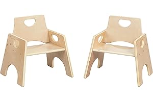 ECR4Kids Stackable Wooden Toddler Chair, 8in, Kids Furniture, Natural, 2-Pack
