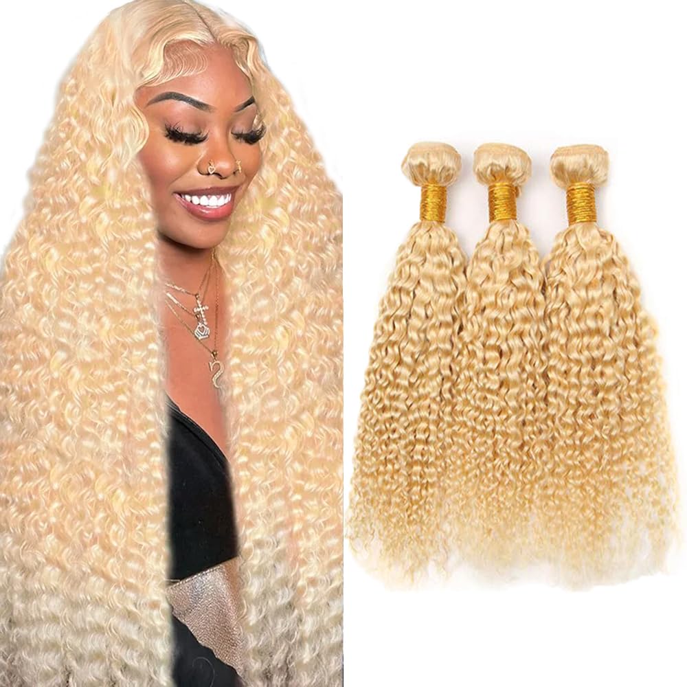 Photo 1 of 613 Honey Blonde Bundles Human Hair Water Wave Human Hair Bundles 16 18 20 Inch Blonde Brazilian Hair 3 Bundle Unprocessed Virgin Remy Hair Extensions 50 Gram Per Bundle