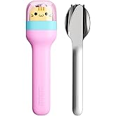 ZOKU Kids Pocket Utensil Set, Kitty - Stainless Steel Fork, Knife, and Spoon in Case - Portable Design for Travel, School, Picnics, Camping and Outdoor Home Use