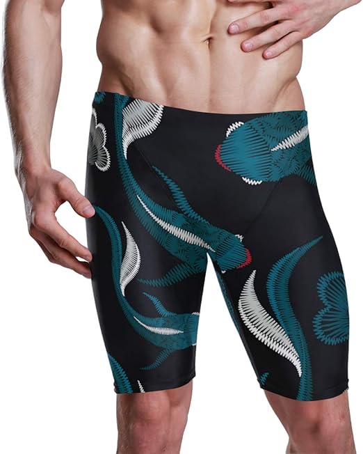 Koi Fish Seaweed Mens Long Swimming Trunks Swim Jammers