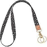 Knagsfa Lanyards for Keys, Neck Lanyards for ID Badges with Metal Hook, Cute Lanyard Keychain for Women, Black Pink Heart