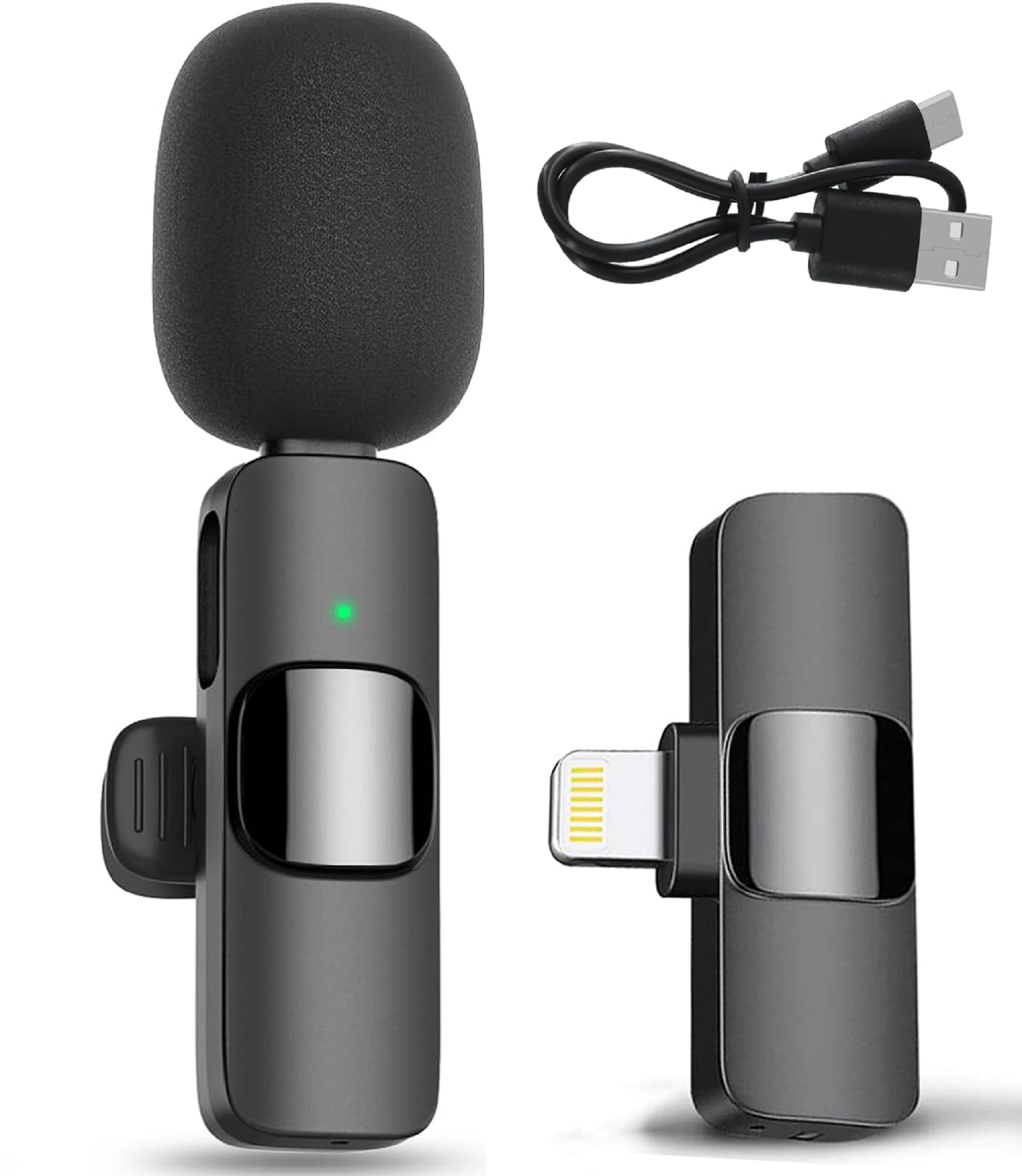 Wireless Microphones for iPhone iPad-Mini Microphone for Video Recording YouTube Interview & Vlog Livestream, Lavalier Lapel Microphone with 2.4G Ultra Low Delay Built in Noise Reduction Chip