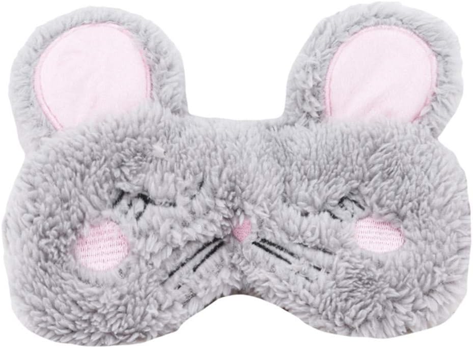 HENGSONG Sleeping Eye Mask Cute Unicorn Rabbit Mouse Horn Shaped Soft Plush Blindfold Eye Cover for Women Girls,Gray