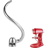 Stainless Steel Spiral Dough Hook Compatible with KitchenAid 5-6QT Mixer,Bowl Lift Stand Mixer Accessory, Dough Hook,Rust Res