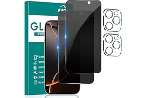 AVOAR [2+2 Pack Privacy Screen Protector for iPhone 16 Pro Max with Camera Lens Protector, 6.9 Inch Tempered Full Screen Glas