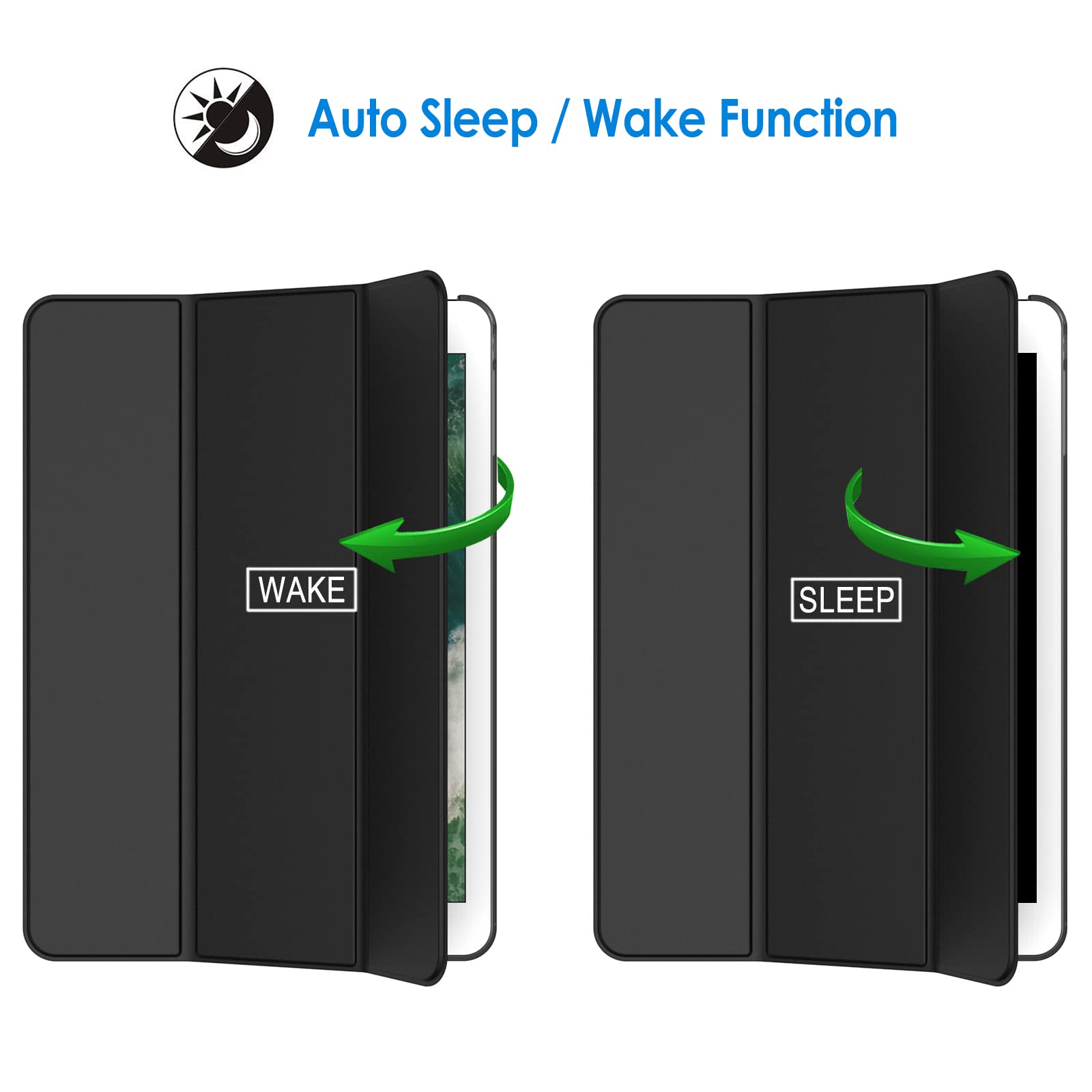 JETech Case for iPad (9.7-Inch, 2018/2017 Model, 6th/5th Generation), Smart Cover Auto Wake/Sleep (Black)