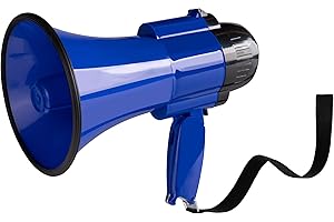 MyMealivos 30W Megaphone with Siren & 240s Record-Adjustable Vol Control Cover Up to 800 Yards Range Fit for Sport Games Cheerleading Coaches Event Organizers