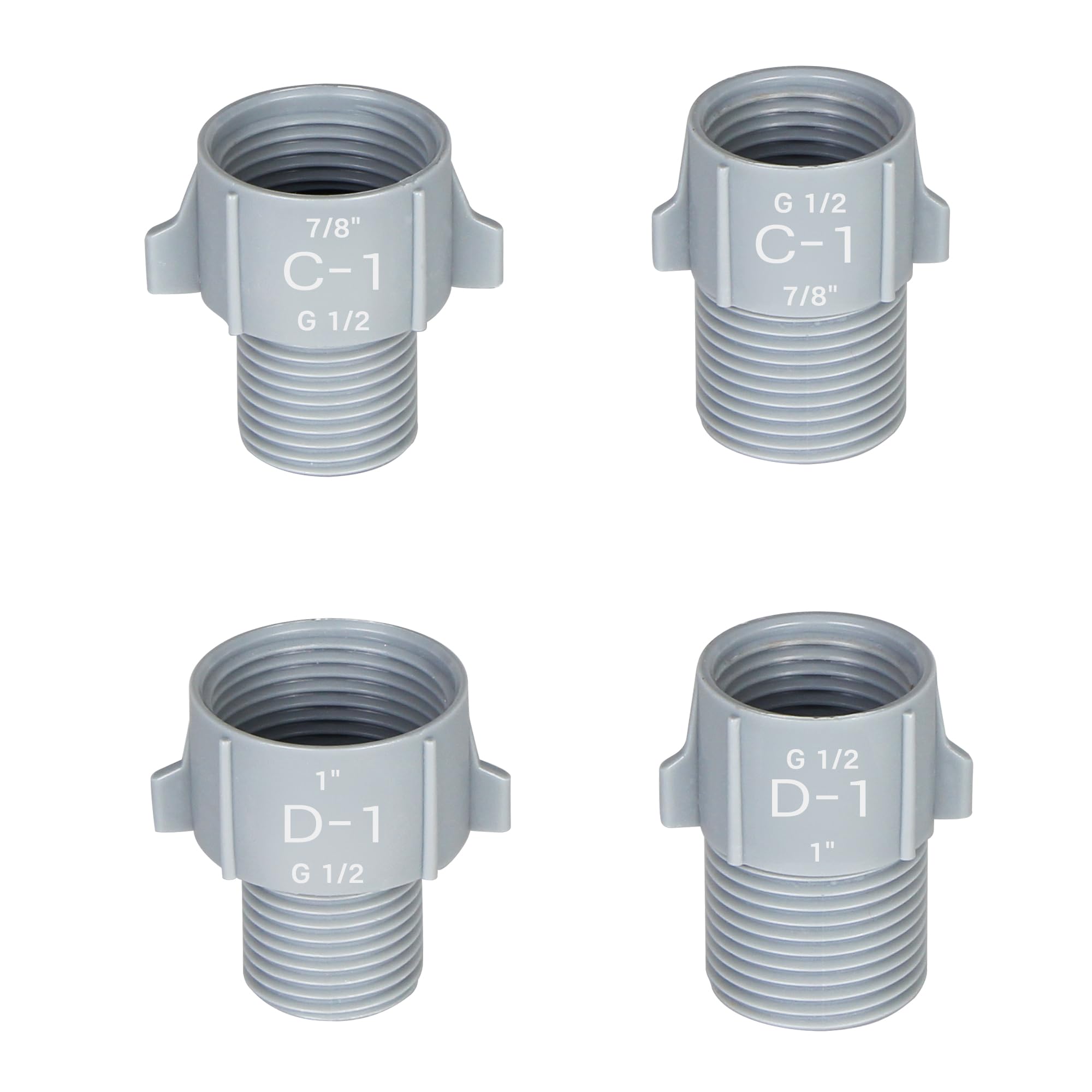 Photo 1 of KERDE 1/2" to 1" & 7/8" Water Pipe Adapter Kit - 4-Pack Conversion Connectors for G1/2 BSPP, NPT, SAE Threads, Male/Female POM Plastic Hose Fittings, Industrial & Faucet Plumbing