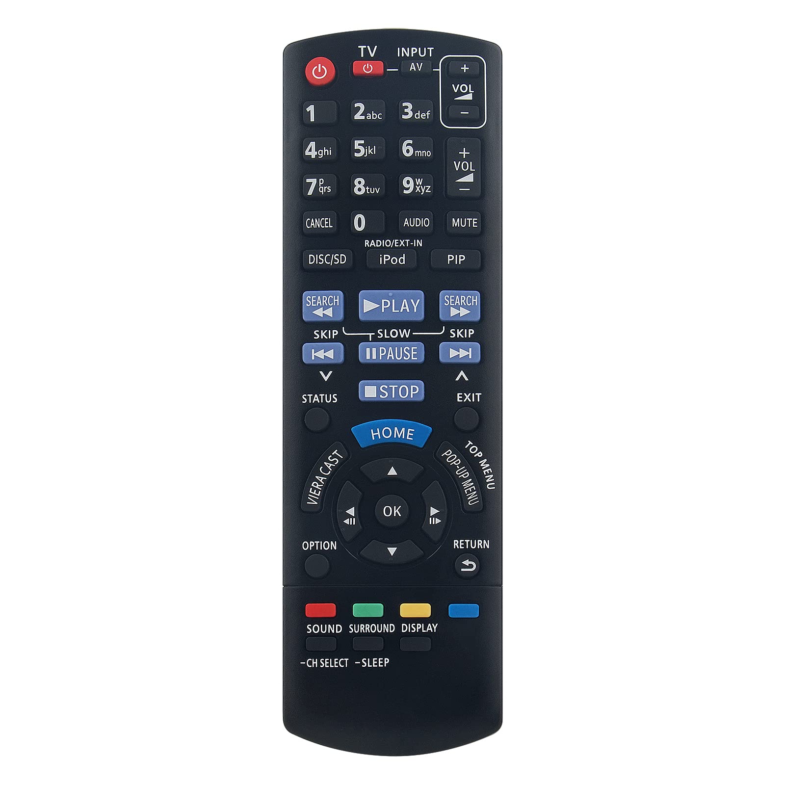 VINABTY N2QAYB000630 Replacement Remote Control Compatible with Panasonic Blu-ray Disc Home Theater SA-BTT262EG SC-BTT270EGK SA-BTT270EB SC-BTT270EGS SA-BTT775EE SA-BTT270 SC-BTT370 SC-SC-BTT770