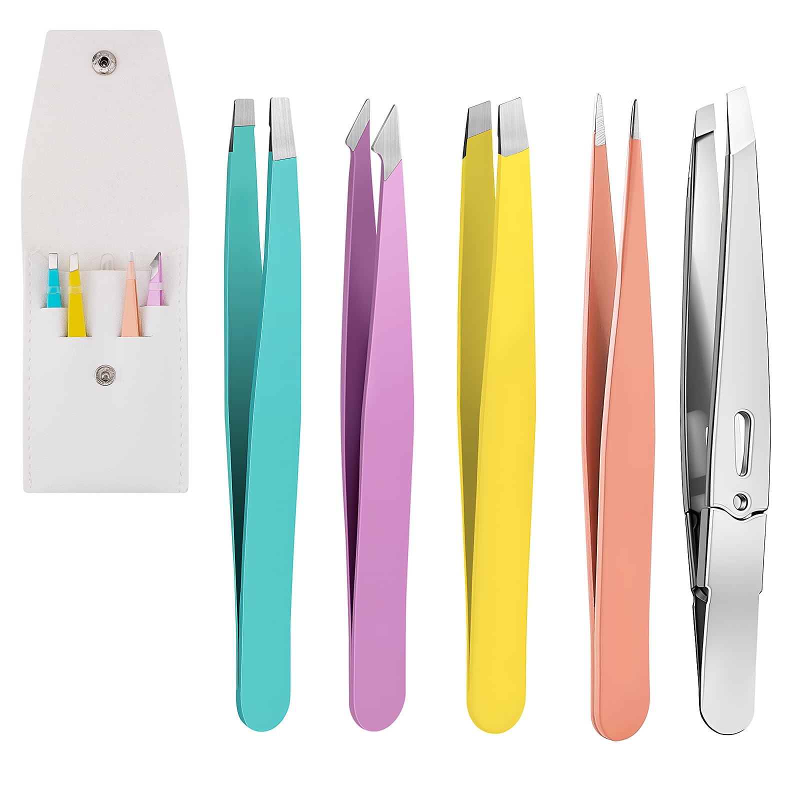 Professional Stainless Steel Tweezers for Facial Hair Women Precision Plucker Eyebrow Tweezers Set for Facial Hair, Chin, Eyebrow, Splinter and Ingrown Hair