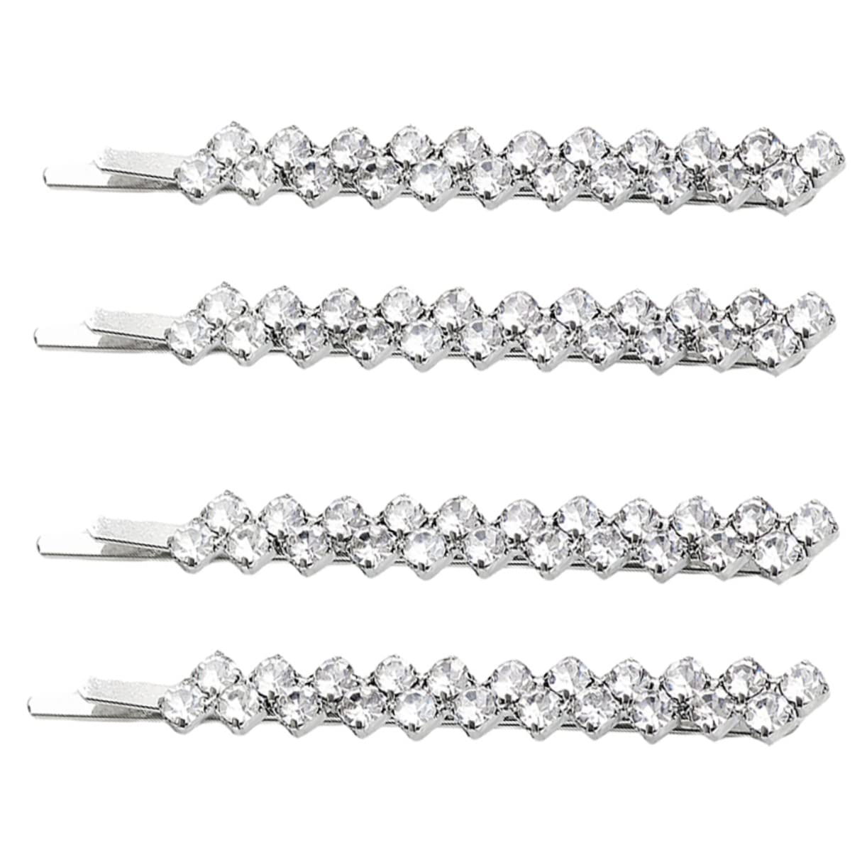 LALAFINA 4 Pieces Rhinestone Bobby Pins Metal Hair Clips Crystal Hair Pin Barrettes Hair Slides Grips Slide Single Row Slim Diamante for Women Girls