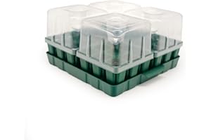 Vego garden Seedling Suite Products, 4 Pack Standard Seedling Trays with Seedling Tray Lids and 10" x 10" Bottom Watering Trays
