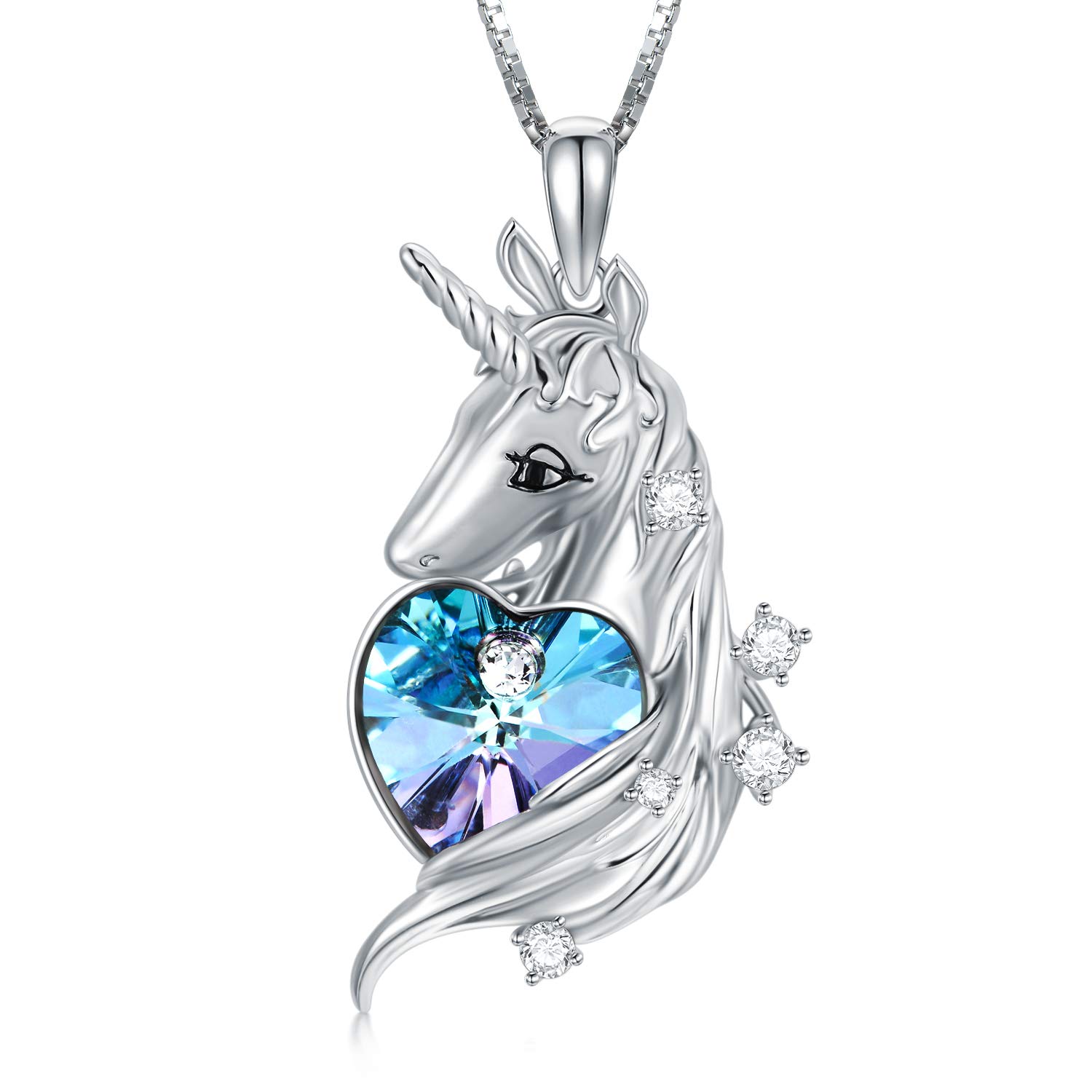 TOUPOP Unicorn Gifts for Girls s925 Sterling Silver Unicorn Pendant Unicorn Necklace with Purple Crystal Jewellery Gifts for Granddaughter Daughter Mom Wife Women Teen Girls Birthday Gifts