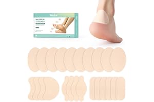 Welnove 24Pcs Moleskin for Feet, Waterproof Moleskin Tape for Blister Prevention, Pre-cut Mole Skin Padding for Men Women, Mo
