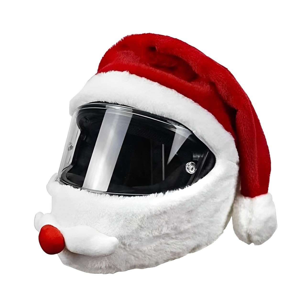 Christmas Hat Motorcycle Helmet Cover Santa Claus, Personalized Motorbike Helmet Cover Protection Cover, Funny Full Face Helmet for Motorcycle Helmets Christmas Party Decoration (Without Helmet)