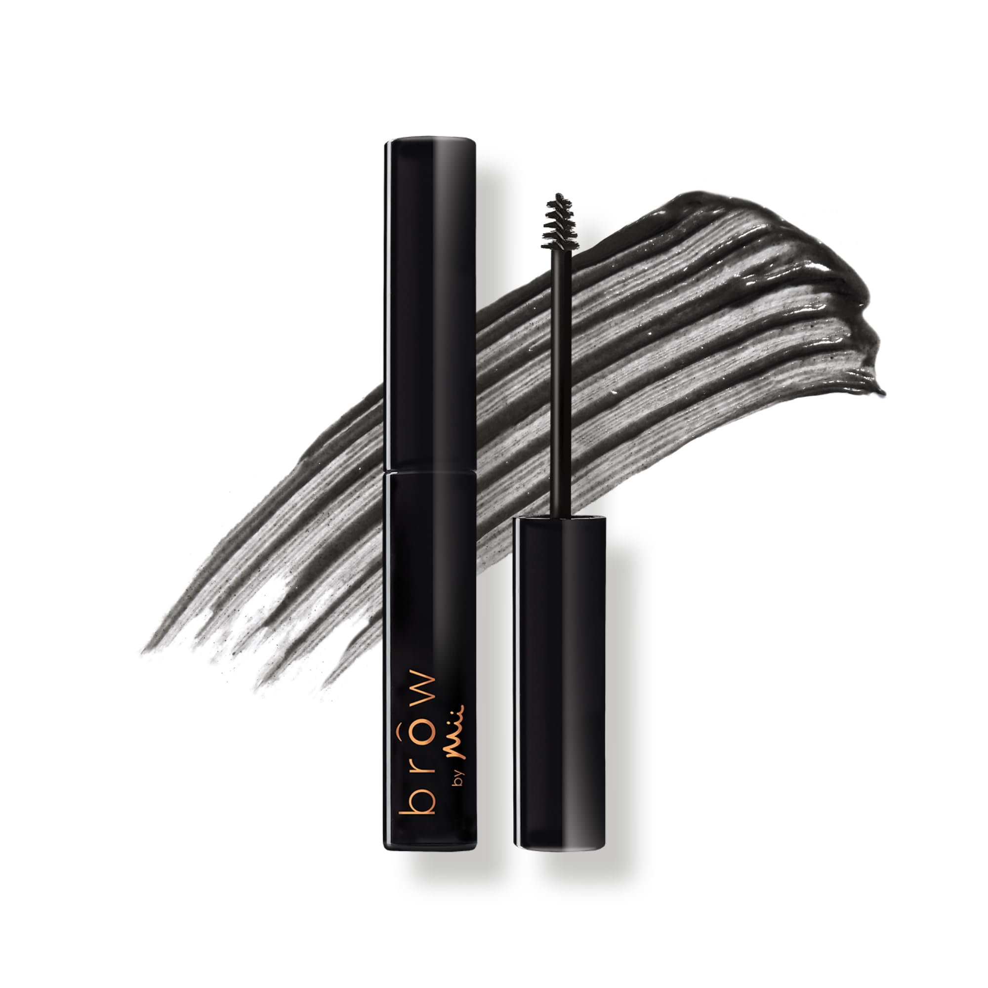 Mii Cosmetics Brow by Mii Sculpting Brow Builder Tint, Creamy Eyebrow Mascara with Fibres, Highly Pigmented for Fuller-Looking Eyebrows, Smudge-Proof & Long-Lasting, Warm Black, Remarkably Darker