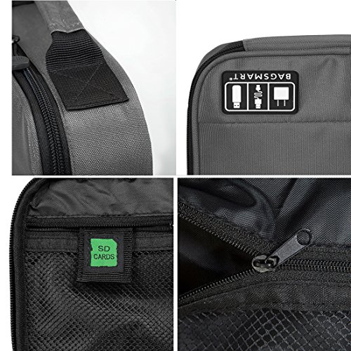 BAGSMART Electronics Travel Organizer Bag Hard Drive Case for Various USB, Phone, Cable, Charger, Dark Grey