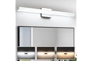 SineRise LED Modern Bathroom Vanity Light Bar (24-Inch, 3000K/4000K/6000K), Chrome Dimmable Modern Acrylic Bathroom Wall Ligh