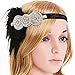 eforpretty Womens 1920s Vintage Black Silver Headpiece Flapper Headband,One Size