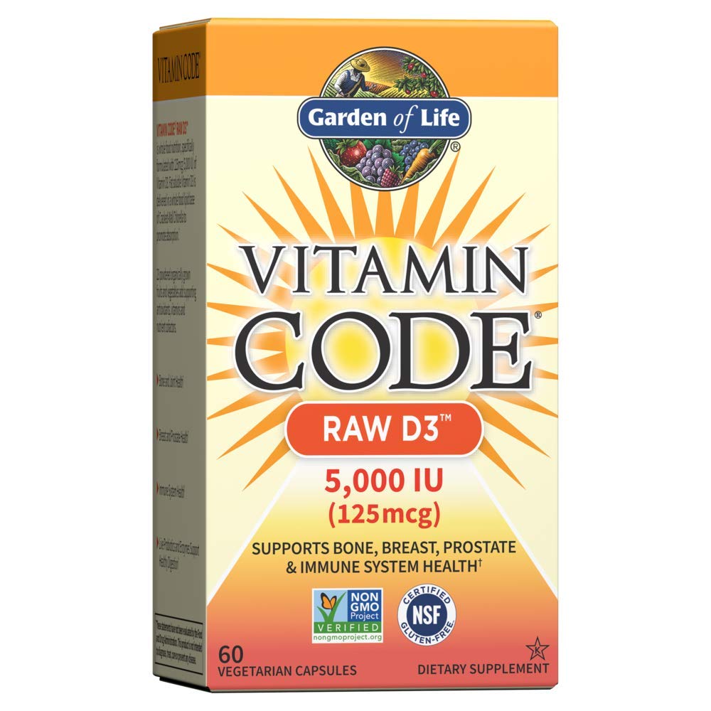 Garden of Life Vitamin D, Vitamin Code Raw D3, Vitamin D 5,000 IU, Raw