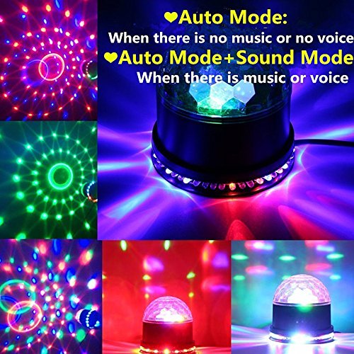 Disco Ball Party Light Sbolight Disco Lights RGB MP3 Crystal Magic Ball Sound Activated DJ Lights Mini Rotating Strobe Stage Lights with Remote Control for Home Party Gift Kids Birthday Dance Club Bar